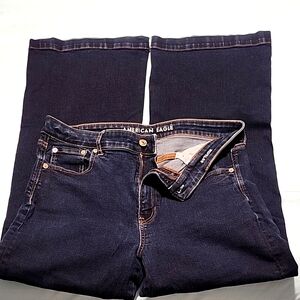 American Eagle Dark Blue Wide Leg Jeans Women's 14